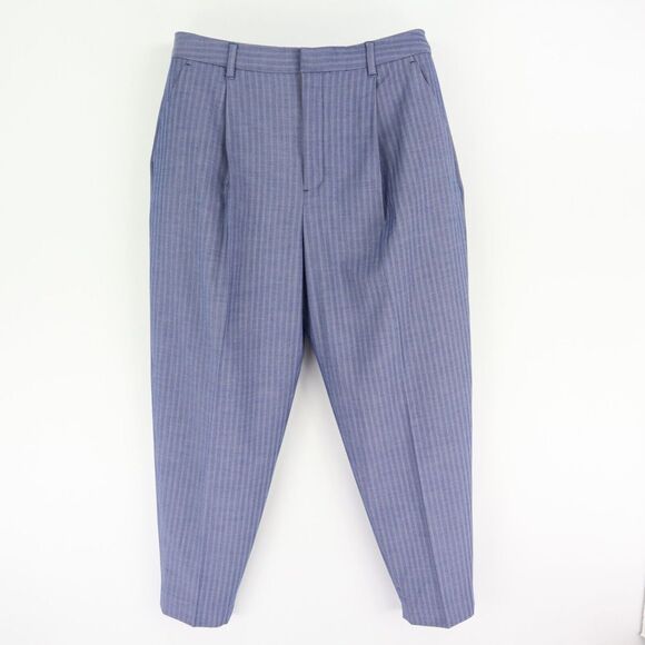 Banana Republic Pants - Banana Republic Dress‎ Pants Pleated Tapered Womens 12 Blue Herringbone Pockets